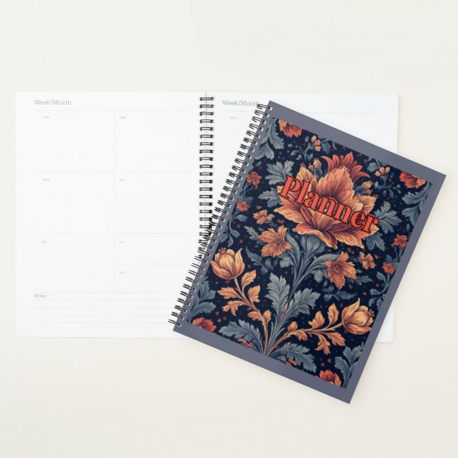 Agenda Vintage Floral Planner - Elegante Design Botânico (Exibição)