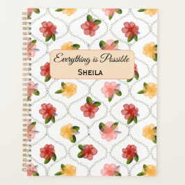Agenda Vintage floral watercolour clear diamond Planner