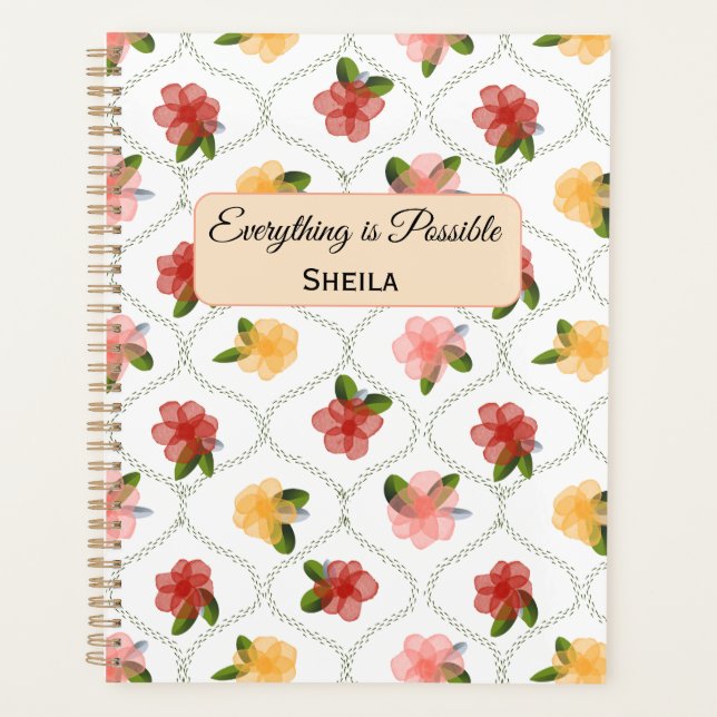Agenda Vintage floral watercolour clear diamond Planner (Frente)