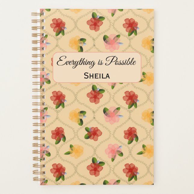 Agenda Vintage floral watercolour diamond Notebook (Frente)