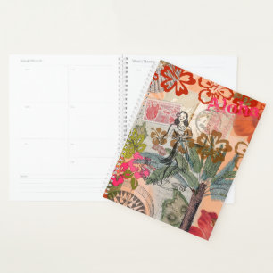 Agenda Vintage Flowers Hula Colorful Hawaiian Tropical
