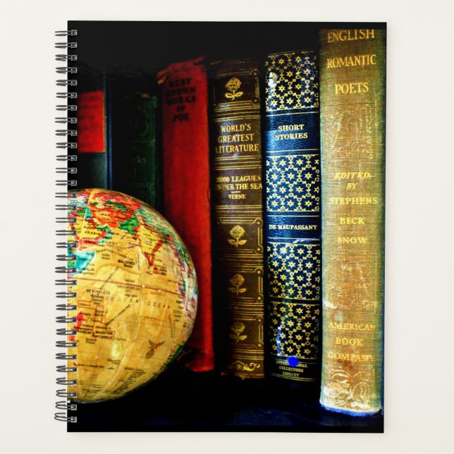 Agenda Vintage Globe e Livros (Frente)
