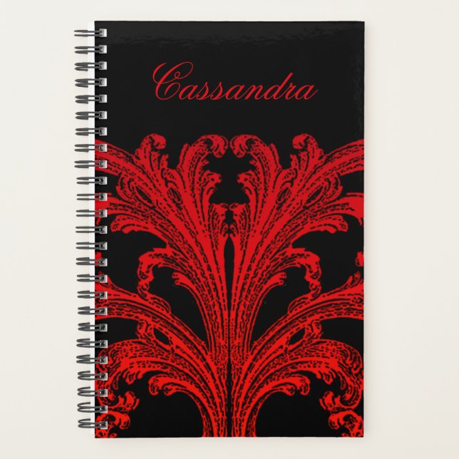 Agenda Vintage Gótico Romântico em Vermelho Sanguíneo Per (Frente)