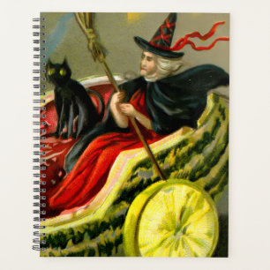 Agenda Vintage Halloween Black Cat and Witness
