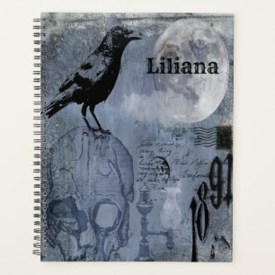 Agenda Vintage Halloween Skull e Crow Customize