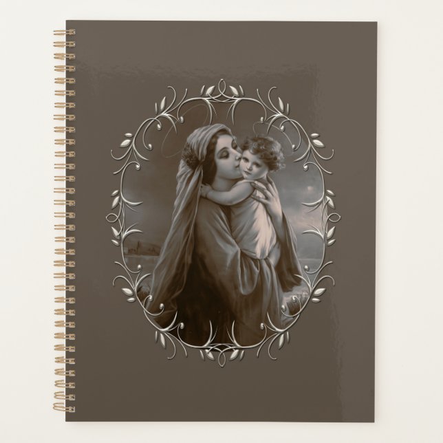 Agenda Vintage Madonna e Child com Silver Frame (Frente)