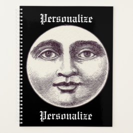 Agenda Vintage man na lua encara preto e branco