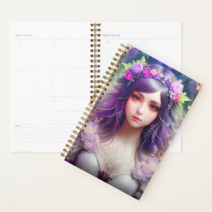 Agenda Vintage Mucha Style Linda Retrato de Mulher