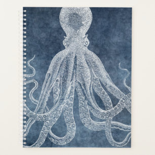 Agenda Vintage Octopus Twilight Blue Denim Watercolor