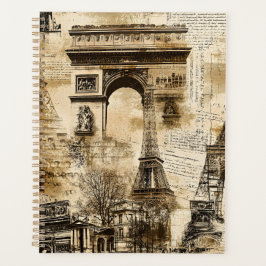 Agenda Vintage Paris Pattern – Eiffel Tower Landmarks