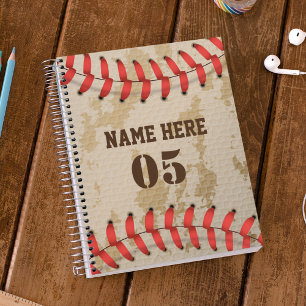 Agenda Vintage Personalizado Nome do Baseball Número Retr