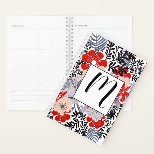 Agenda Vintage Red Pink e Lavanda Floral (Exibição)