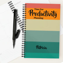 Vintage Retro Color Stripe First Name Productivity