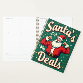 Agenda Vintage Retro Funny Santa Flexing Christmas Deals 