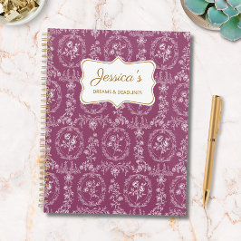 Agenda Vintage Rococo Flowers Floral Personalized Name