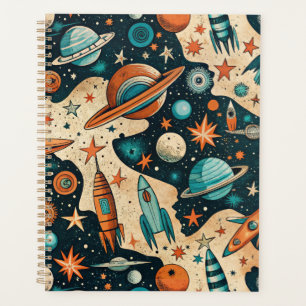 Agenda Vintage Spacecraft Rocket ships Pattern - Cosmos(4