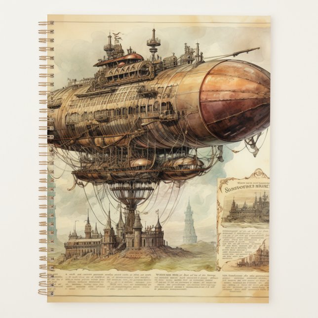 Agenda Vintage Steampunk Zeppelin (10) (Frente)