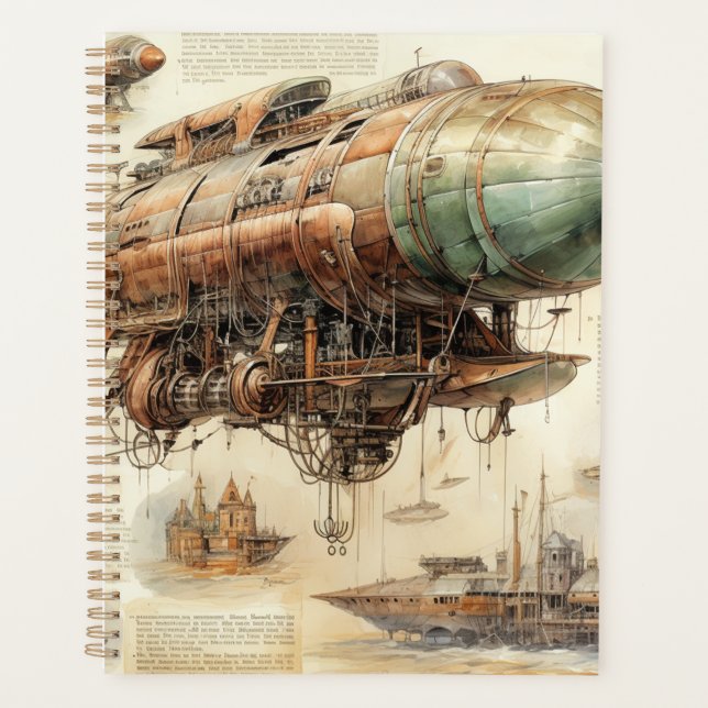 Agenda Vintage Steampunk Zeppelin (4) (Frente)