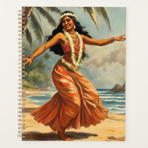 Agenda Vintage Style Havaiana Viagem Hula Girl Dançando