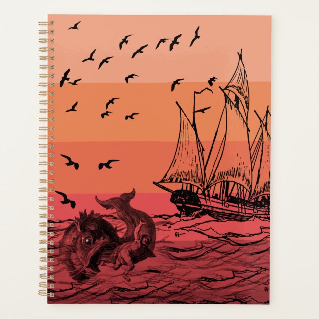 Agenda Vintage Sunset Sea Monster Sketch (Frente)