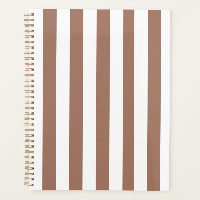 Agenda Vintage Vertical Stripes Mocha Mousse White (Frente)