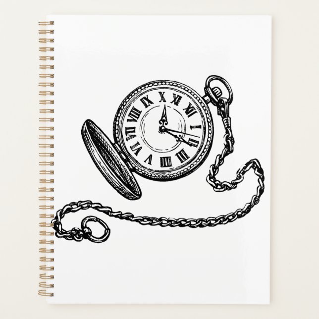 Agenda Vintage Victorian Pocket Watch Line Art (Frente)