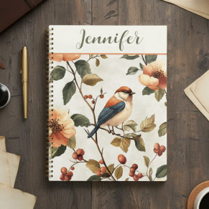 Agenda Vintage Watercolor Bird Flowers