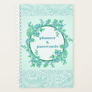Agenda Vintage Wreath Blue Green Password Book / Planejad