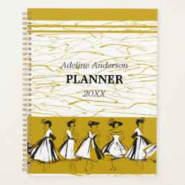 Agenda Vintage Yellow White Paris Fashion Model Design