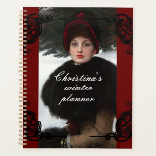 Agenda Vintagem de retratos de inverno de mulher vitorian