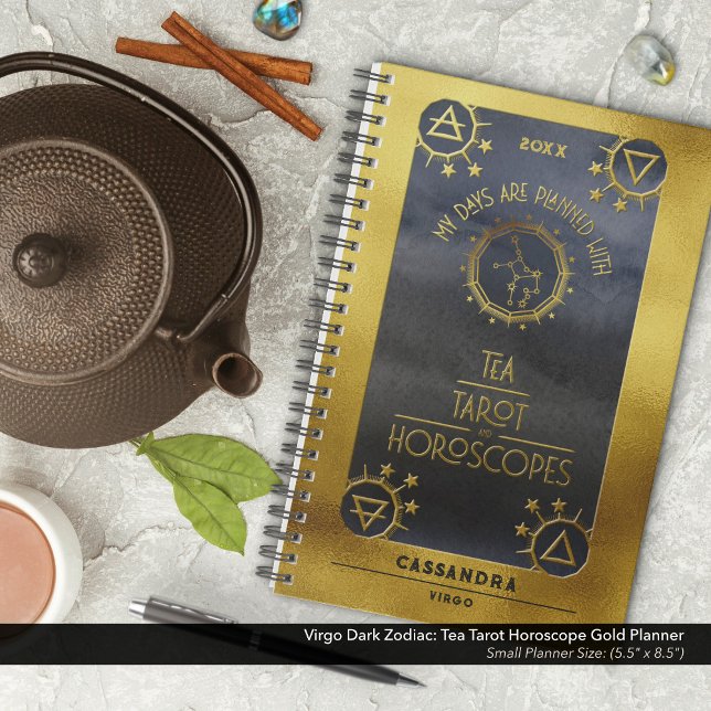 Agenda Virgo Dark Zodiac: Tea Tarot Horoscope Dourado (Virgo Dark Zodiac: My Days are Planned with Tea, Tarot, and Horoscope Planner in Gold & Black)
