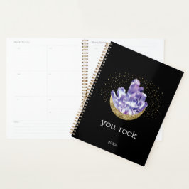 Agenda Você Balança Cristais de Ametista Aquarela Mística