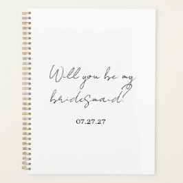 Agenda Você Será Minha Dama de Honra Personalizado Cursiv