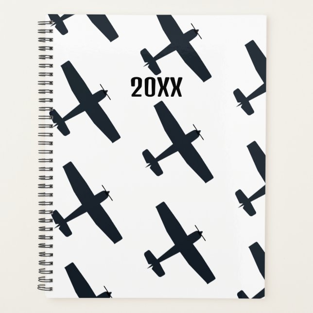 Agenda Voo legal, Simples de Avião, Preto e Branco (Frente)