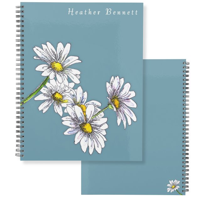 Agenda Watercolor Daisy Floral Boho Christmas Gift (Criador carregado)