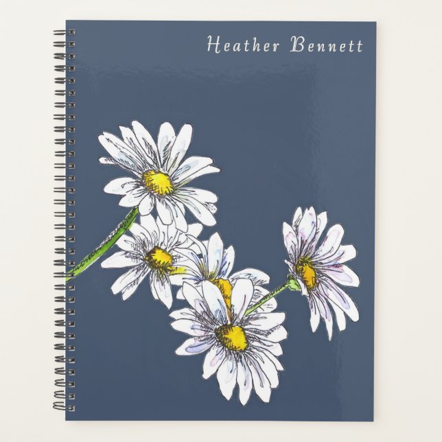 Agenda Watercolor Daisy Floral Boho Christmas Gift (Frente)