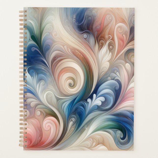 Agenda Watercolor Fantasy Floral Pastel Blue & Cream (Frente)