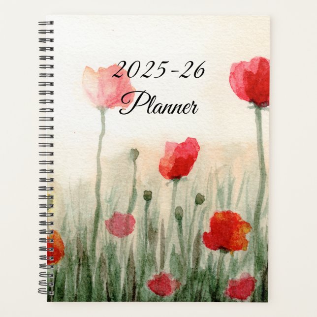 Agenda Watercolor field of poppies (Frente)