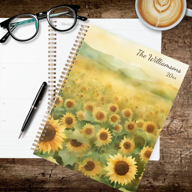 Agenda Watercolor Field of Sunflowers (Criador carregado)