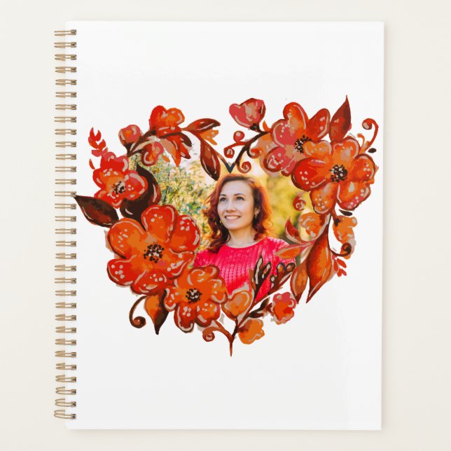 Agenda Watercolor Floral Wreath Heart Photo (Frente)