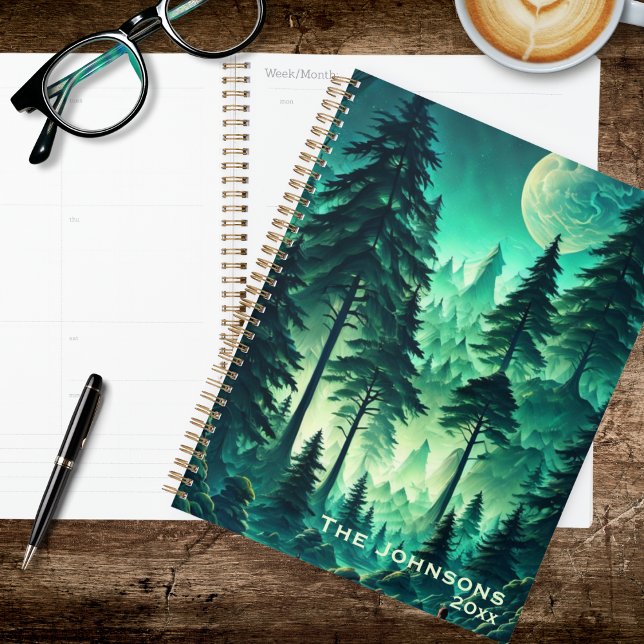 Agenda Watercolor Forest with Full Moon (Criador carregado)