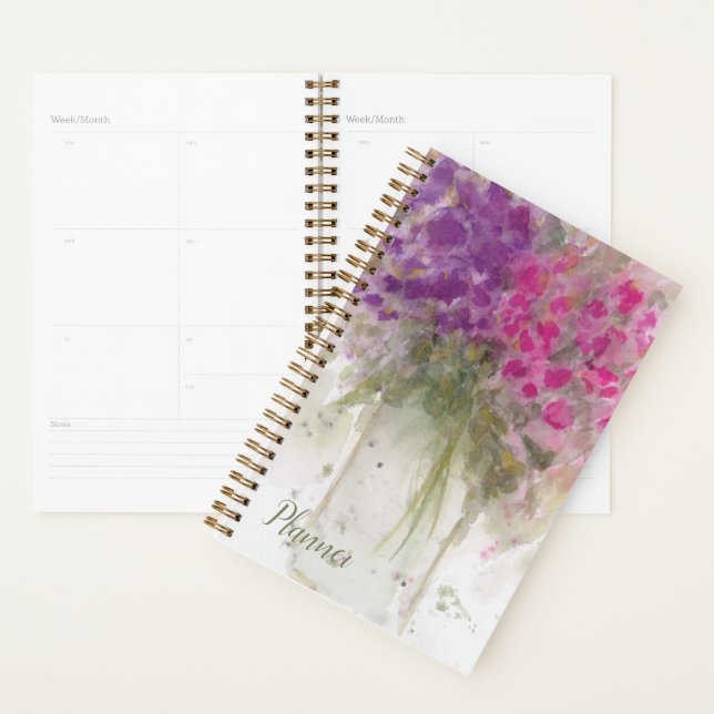 Agenda Watercolor Hydrangea Floral (Exibição)