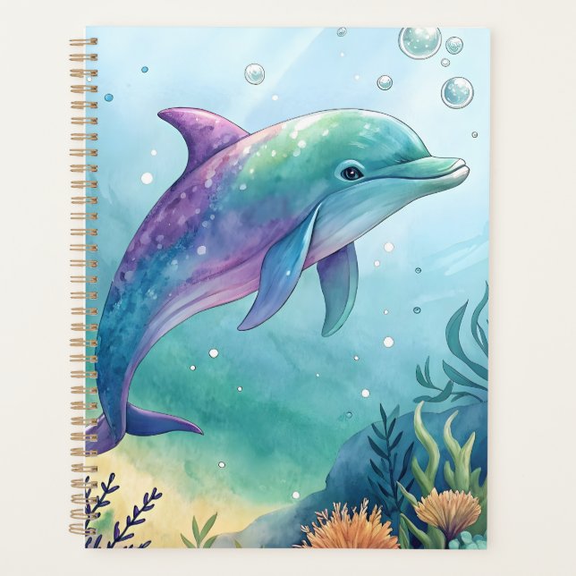 Agenda Watercolor painted dolphin (Frente)
