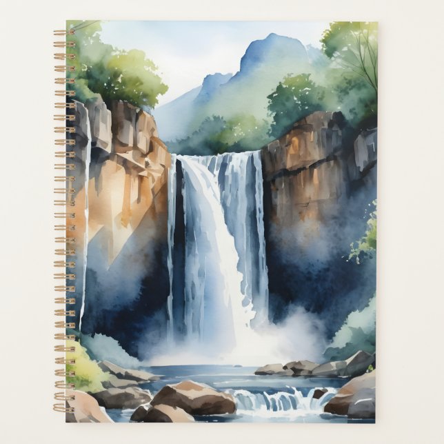 Agenda Watercolor painted waterfall (Frente)
