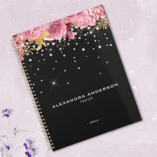 Agenda Watercolor Pink Flowers Floral Diamond Glitter (Watercolor Pink Flowers Floral Diamond Glitter Planner)