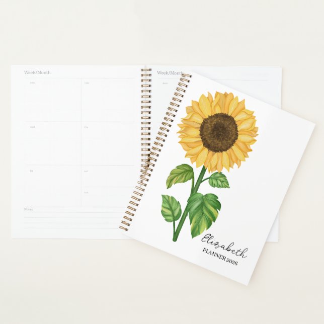 Agenda Watercolor Sunflower  (Exibição)