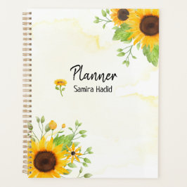 Agenda Watercolor Sunflower Spiral Planner