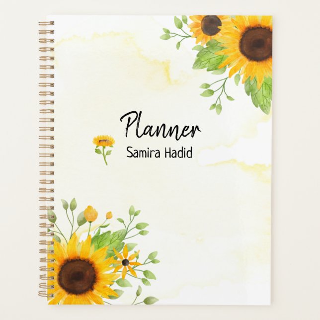 Agenda Watercolor Sunflower Spiral Planner (Frente)