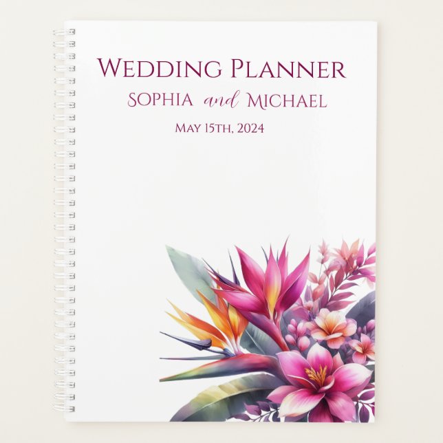 Agenda Watercolor Tropical Bliss-Wedding-Planner (Frente)