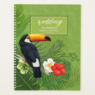 Agenda Watercolor Tropical Toucan Wedding Green V2 ID577